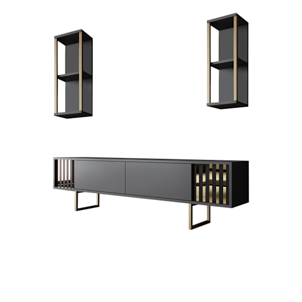 TV Unit Gold Line - antracit, sort