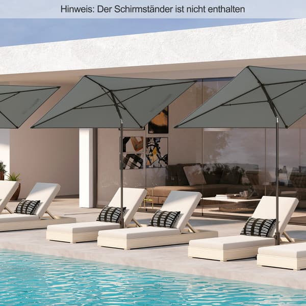 Rektangulær balkonparasol, 210x140 cm, grå, justerbar