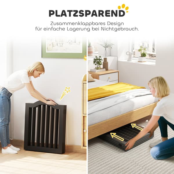 Fritstående hundegitter, foldbart, 4 paneler, 208x29,5x61 cm, sort