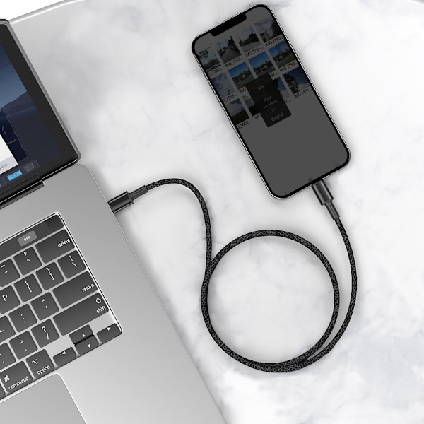 Kaapeli iPhonelle USB-C - Salamannopea lataus 20W 1m - musta