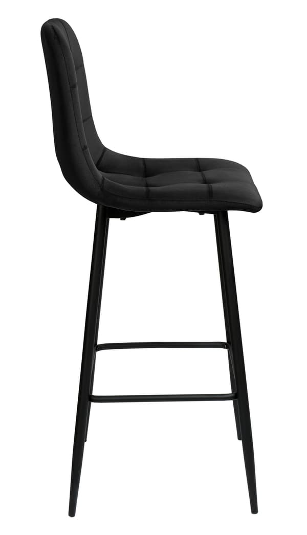 Fløjlsbarstol, sort – 120 kg kapacitet, ergonomisk design