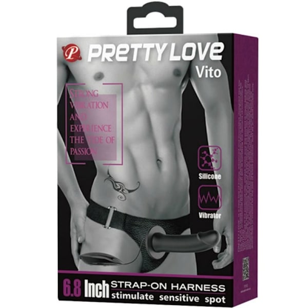 Pretty Love - Vito Strap On Med Hul Dildo Og Vibration 17,3 Cm
