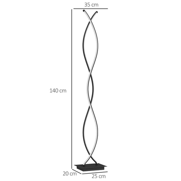 Dæmpbar LED-gulvlampe, sort dobbelt spiraldesign