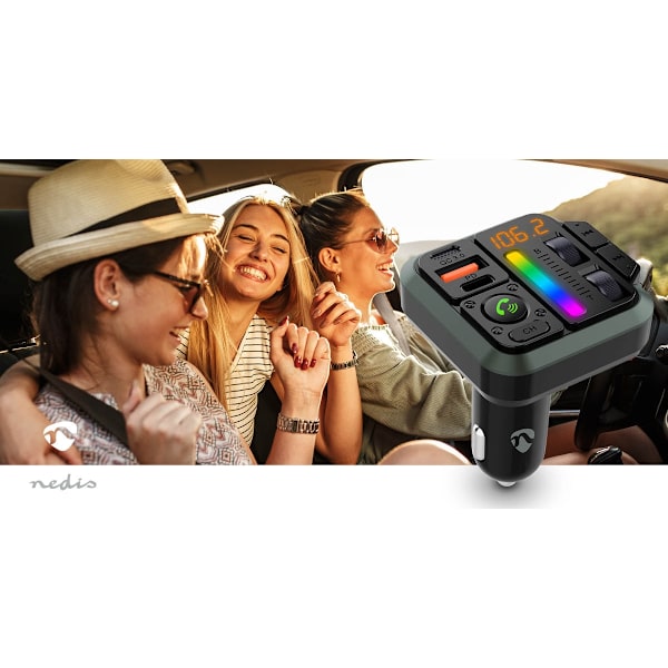 Bil FM-sändare | Fast | Trådlösa samtal | 1 " | Bärnstens skärm | Bluetooth® | PD 18 W / PD 24 W | Snabbladdning | Bas boost | Google Assistant / Siri