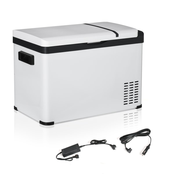 Car Cooler Box 30L Med Lcd Display Kompressor Bil Køleskab El Boat Camper Travel 12/24V Dc Og 110-240V Ac Hvid