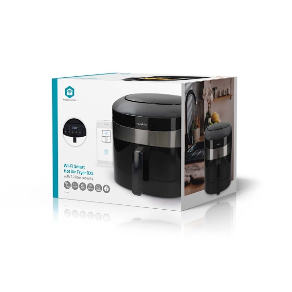 SmartLife Varmluftfrituregryde | Wi-Fi | 7,2 l | Timer: 240 min | Antal forudindstillede programmer: 8 | Digital | Android™ / IOS | Sort