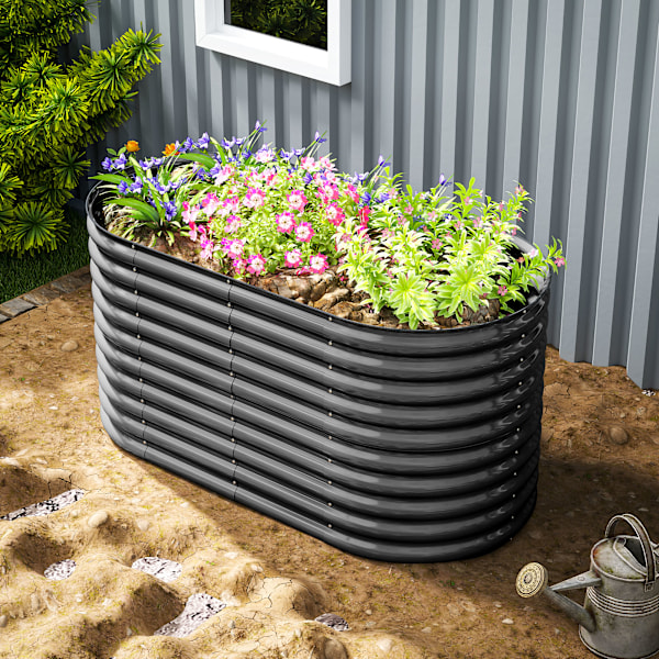 Upphöjd bädd av stål, växtbädd, kall ram, trädgårdsbädd, stapelbar, blomlåda, plug-in växtlåda, 160 x 80 x 80 cm, grönsaksbädd för trädgård, balkong,