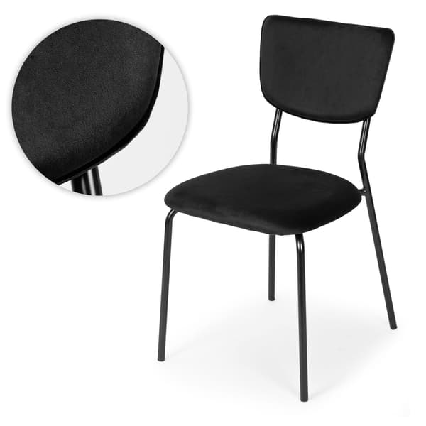 Matstolar i sammet, set om 4, svarta – ergonomiska, slitstarka