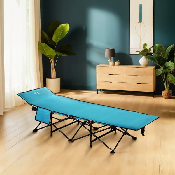 Lejrseng, blå, 190 cm, bærbar foldedesign
