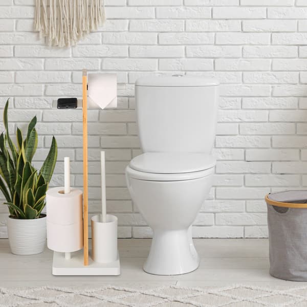 WC-rullan pidike ja harjasarja hyllyllä
