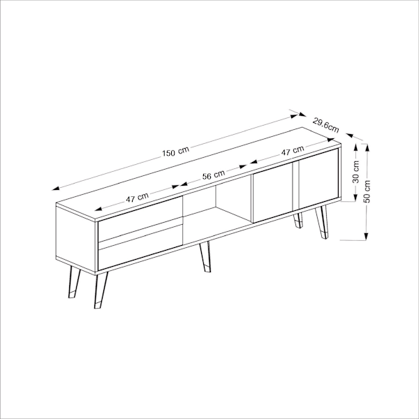 TV-bänk Vania - Antracit, Silver