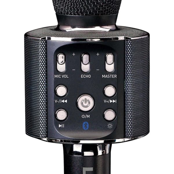 Bluetooth® Karaoke mikrofon med højttaler og belysning Sort
