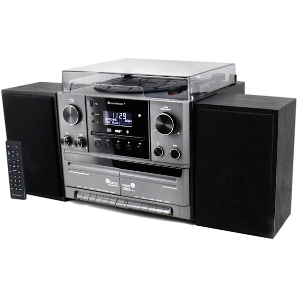 Stereo music centre MCD5600 with DAB+/FM radio, CD/MP3, turntable, double cassette, USB, Bluetooth Svart