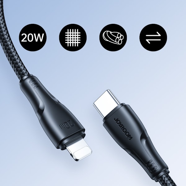 iPhone Surpass Series USB-C - Lightning-kaapeli 20W 1,2m musta