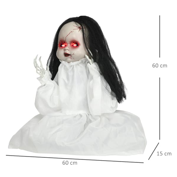 Halloween-skräckdocka med LED-ögon, ljud- och rörelsesensor, 60 cm