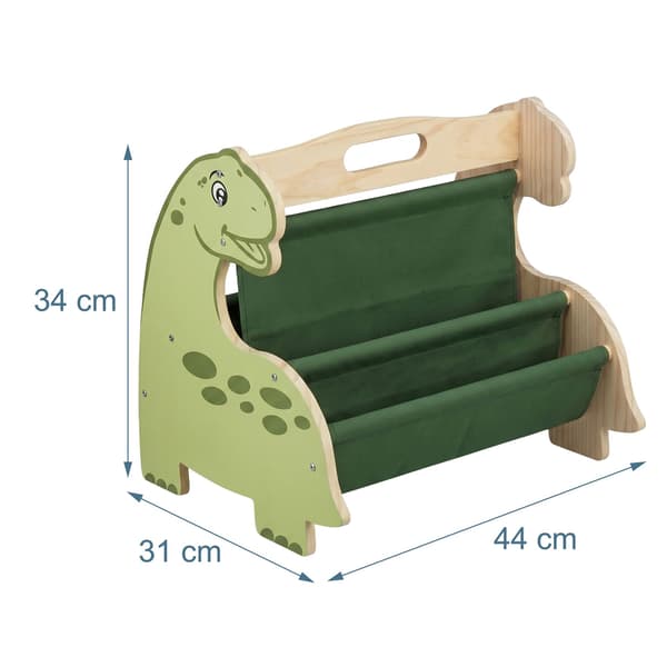 Barnbokhylla med 4 tygfickor – Dino Design