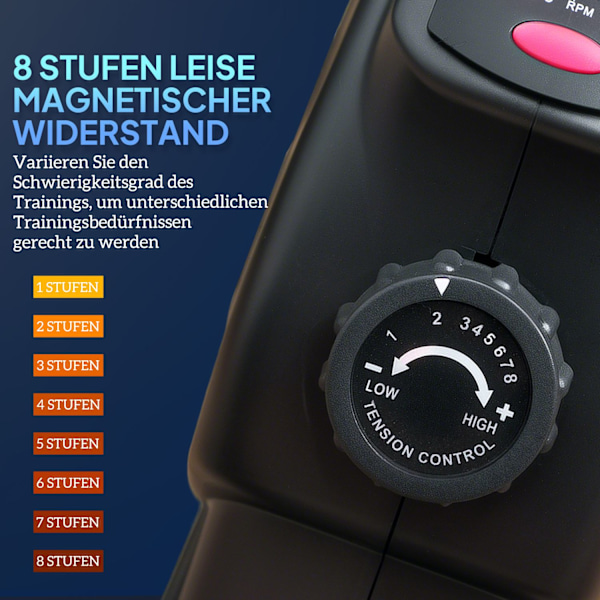Pedaltræner stille mini motionscykel med 8 niveauer magnetisk modstand LCD-skærm bærbar bentræner med skridsikker måtte seniorer arm- og bentræningspe