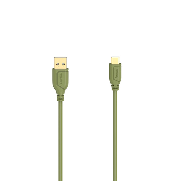 HAMA kaapeli USB-C Flexi-Slim USB-A-USB-C Gold Green 0,75m