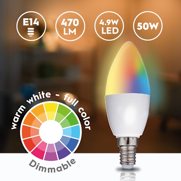 WiFi Smart E14 LED RGBW 4,9W 470 lm