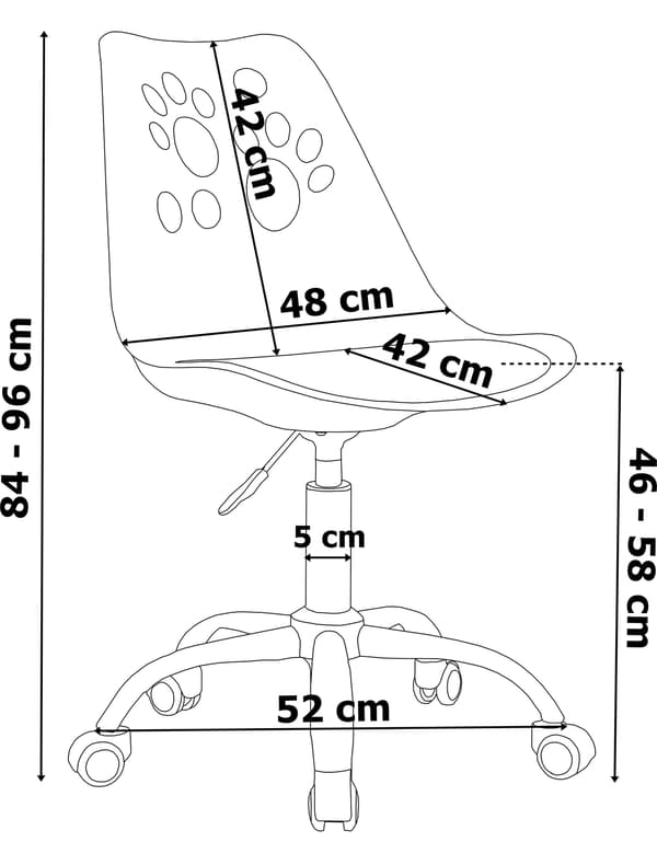 Børne blå drejestol, ergonomisk, justerbar