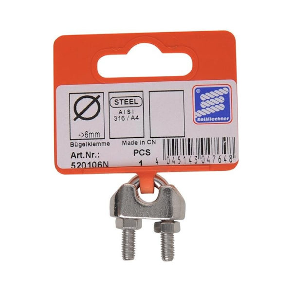 Johdinpidike 6mm. A4 RVS AISI 316