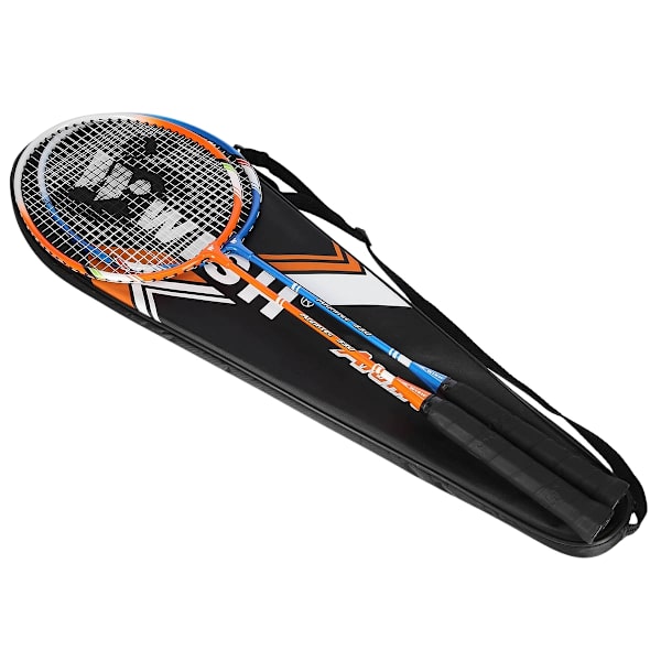 Badmintonset, 2 racketar, blå/orange