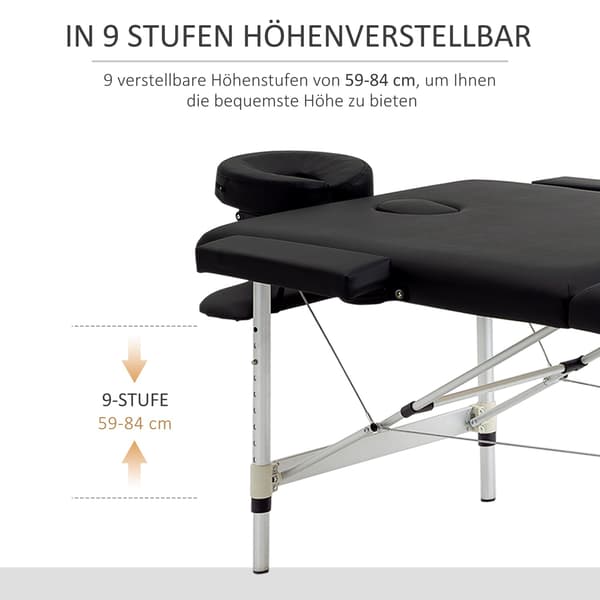 Bärbart massagebord med bärväska, justerbar höjd