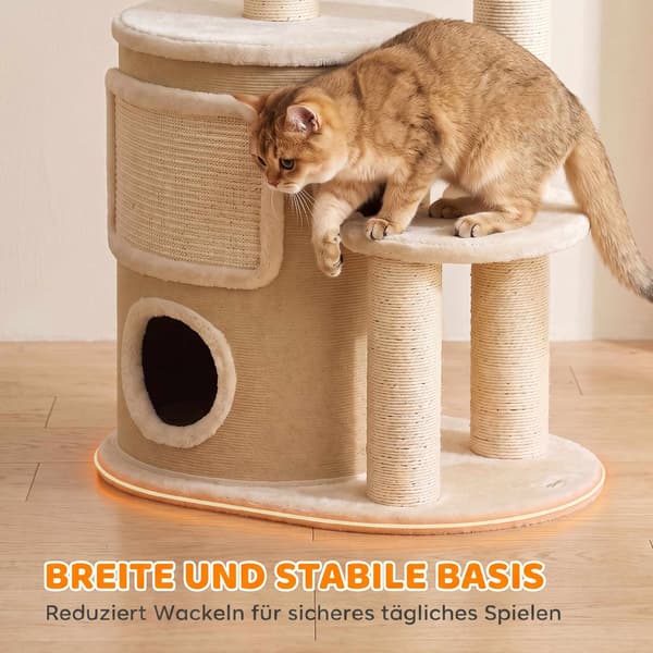 Kradsetræ med sisalstolper og dobbelt skjulested, beige