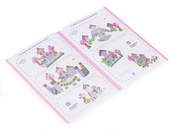 Magnetiska byggklossar för barn, 140 bitar, rosa