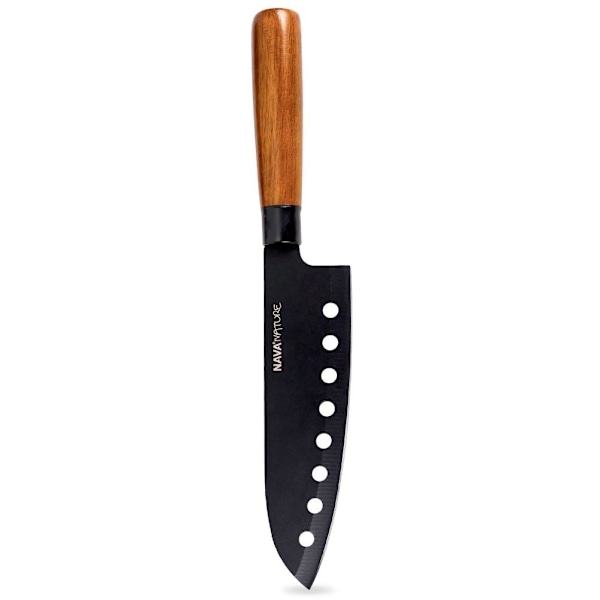 Santoku Chef's Puukko 16,5 cm Black Blade puinen kahva