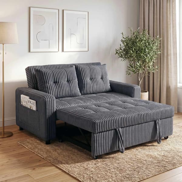 Konvertibel 2-sits bäddsoffa, mörkgrå manschett, 157x190 cm