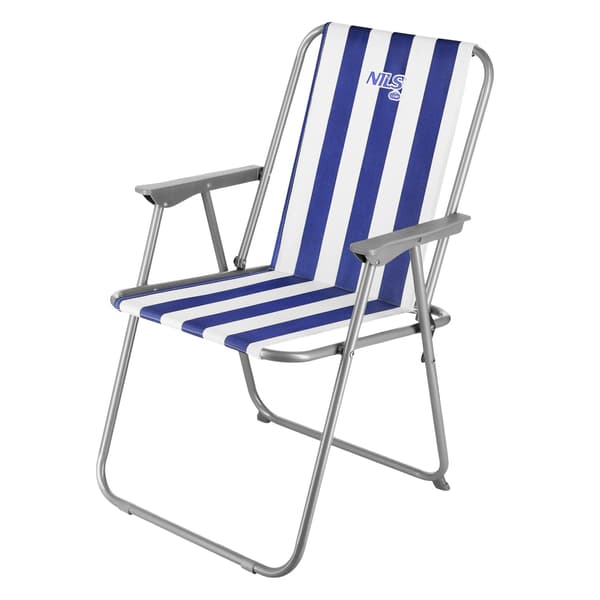 Fällbar campingstol, blå-vit, bärbar design