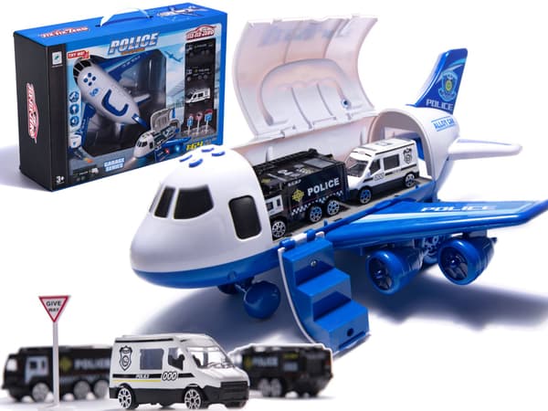 Transportflygplan + 3 polisbilar