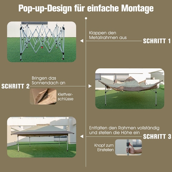 3,6 x 3,6m paviljong med dubbeltak, vattentät, stabil, vintertät, UV-skydd 50+