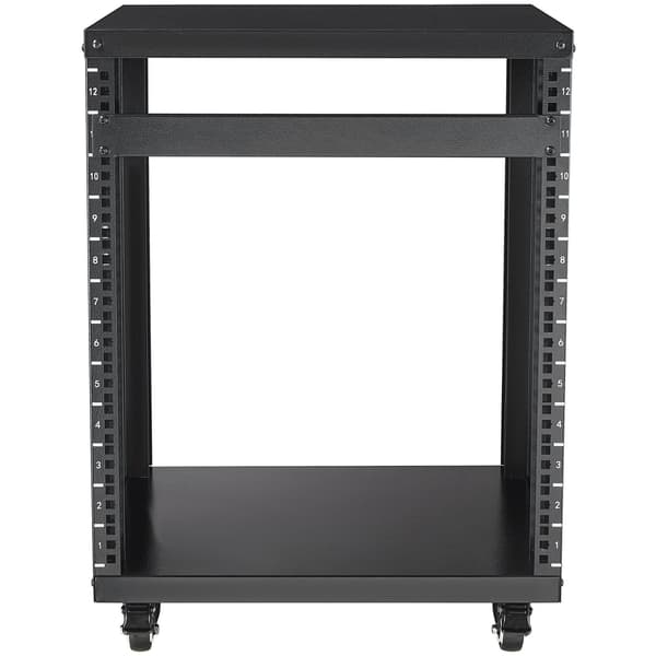 12U AV-rackstativ, 500 lb kapacitet, hjul, hyllplan