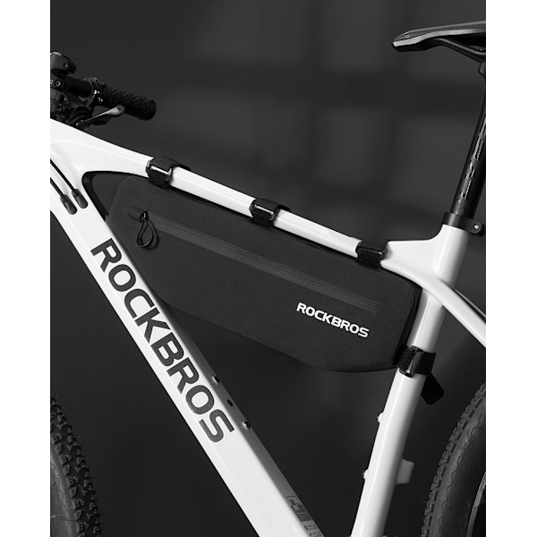 Vandtæt cykeltaske fastgjort med velcro på stellet, 3L, sort