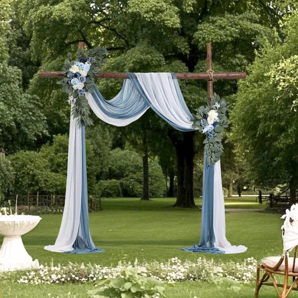 Blommor till bröllopsbåge – blå siden, draperier, 4 delar