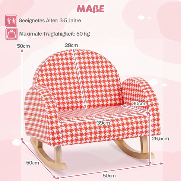 Orange gungstol för barn med teddy-sammetstyg
