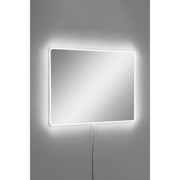 Spegel med Led Belysning Rektangulär - 40 x 60 cm - Vit