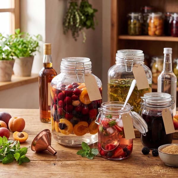 Set med 2 stora konserveringsburkar i glas med lock, 3 l