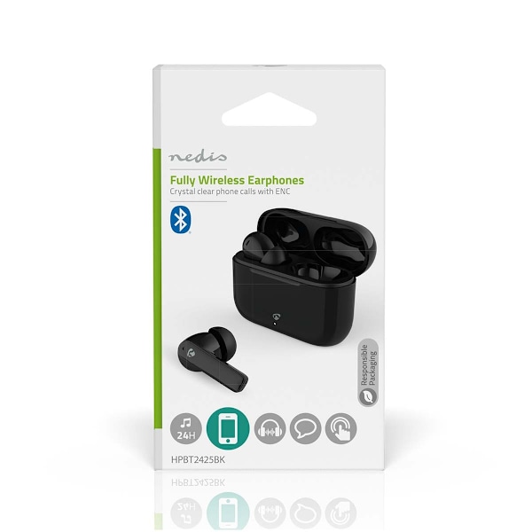 Fuldt trådløse høretelefoner | ENC (Environmental Noise Cancelling) | Bluetooth® | Maksimal batteriafspilningstid: 24 timer | Tryk på kontrol | Opladn