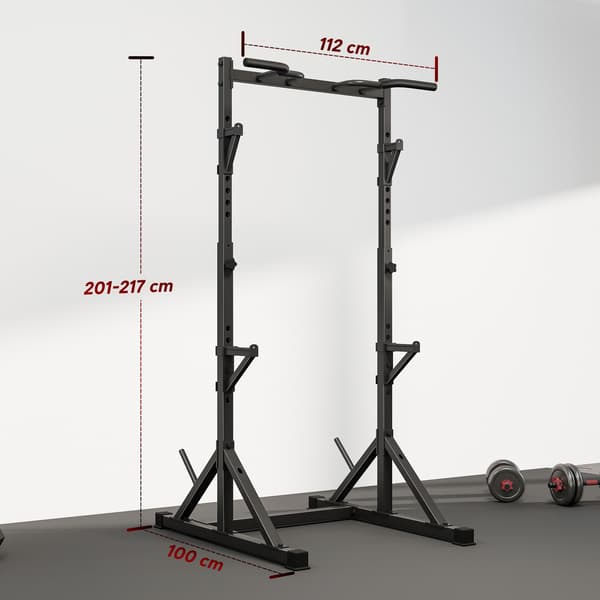 Justerbar knäböjsställning med pull-up-stång, 200 kg, svart