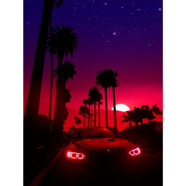 Neon Sunset Drive - 50x70 cm