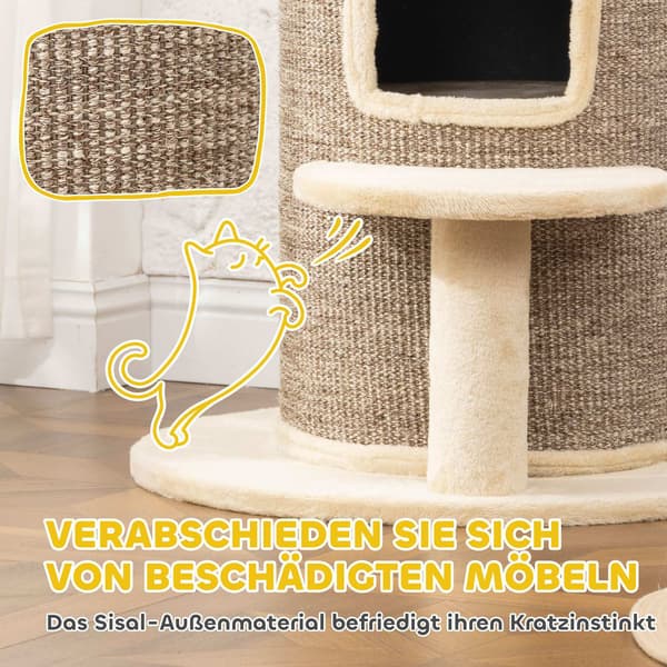 Kradsetræ med 2 niveauer, hoppeplatform, beige