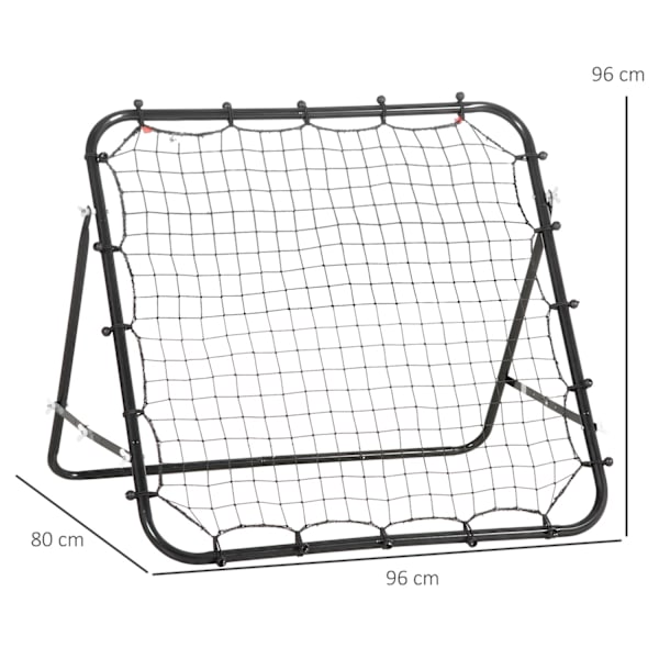 Football Rebounder Kickback Goal Rebound Wall Net Av Metallrör+Pe, 96X80X96 Cm, Svart