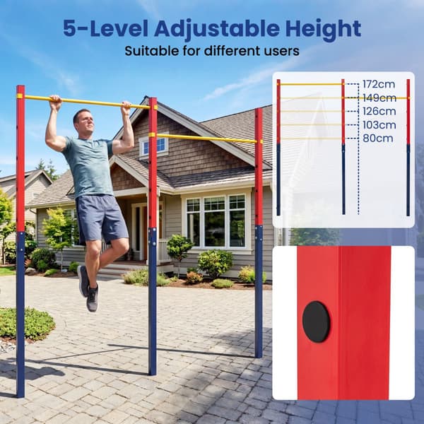 Nedgravet pull-up stang, 5 højder, 220 kg kapacitet