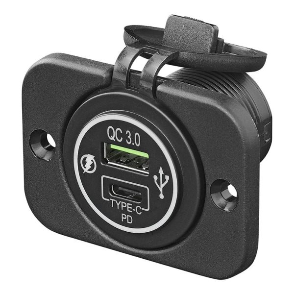 USB lynoplader indbygget type A + C 2-vejs 12/24V 3Am model 1