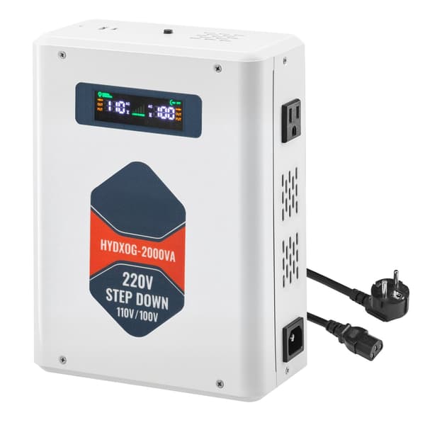 2000VA Step-Down spændingsomformer 220V til 110V, USB, LCD