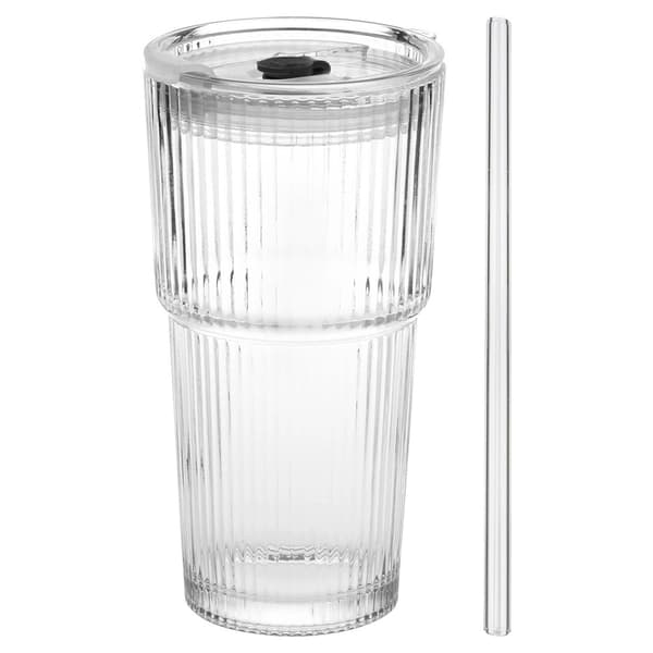 Lasimukit kansilla ja pillillä, 500 ml, 2 kpl:n setti