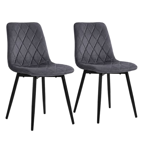 Matstolar i sammet, antracit, 2-pack, klädda